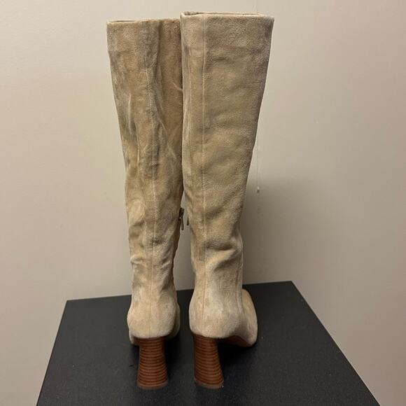Vince Women's Highland Knee High Boots Dune Suede Beige Size 5 Heeled Leather - Picture 9 of 11